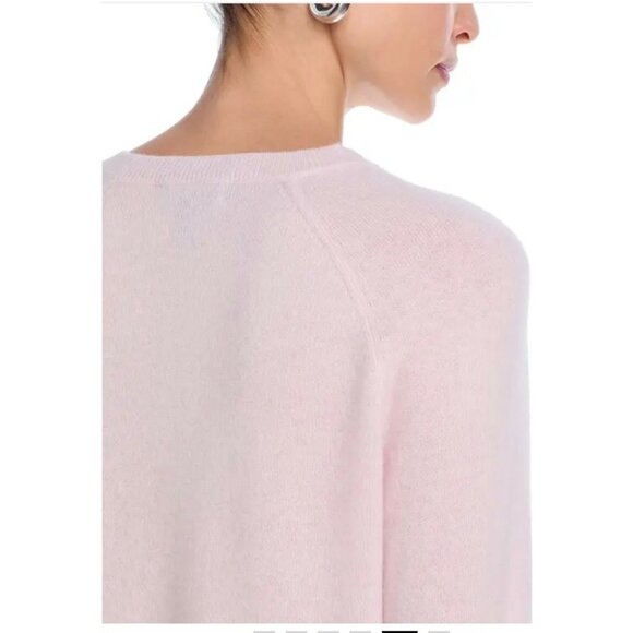 Aqua 100% Cashmere Crewneck Cardigan Cotton Candy Light Pink XS New With Tags - Picture 11 of 15